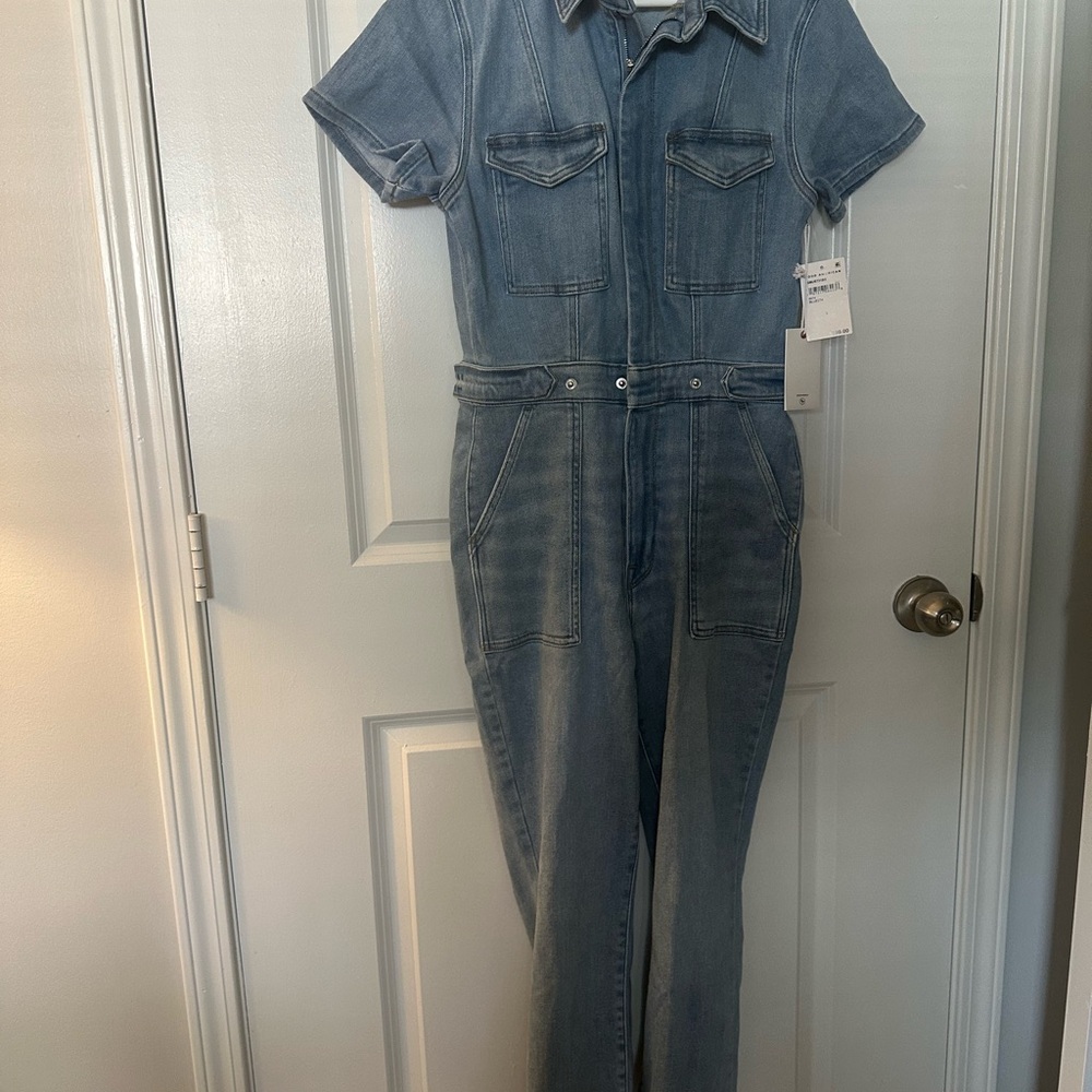 Good American Light Blue Denim Jumpsuit